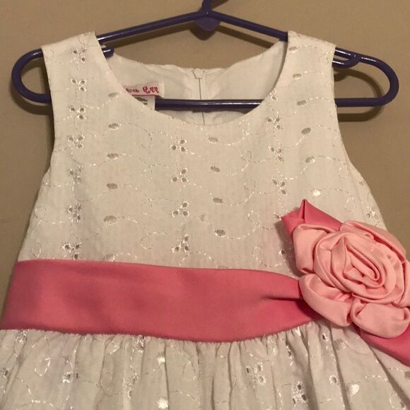 Jessica Ann Pink & White Eyelet Dress - Sz 5 - Picture 5 of 7